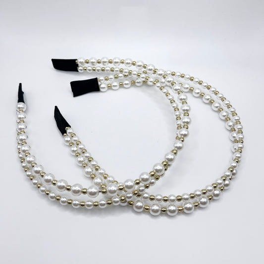 Faux Pearl Double Headband
