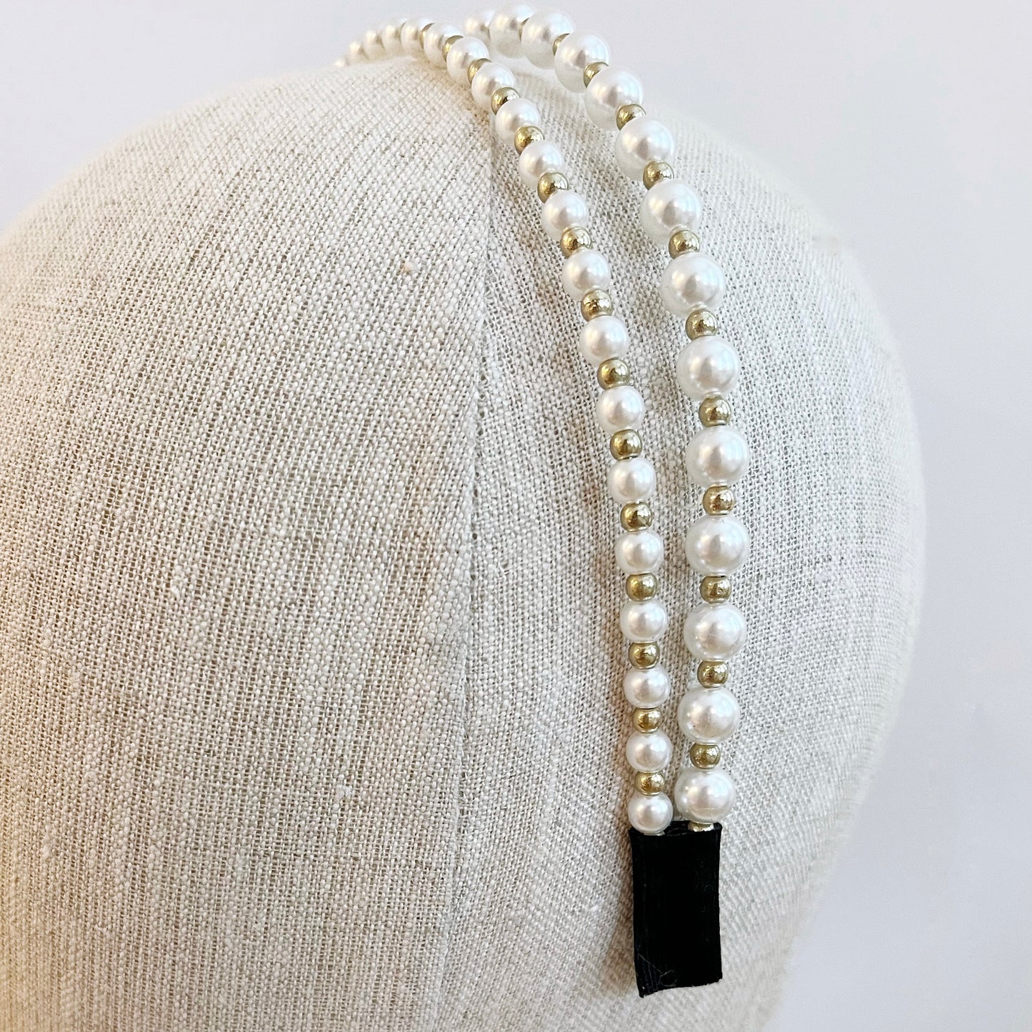 Faux Pearl Double Headband