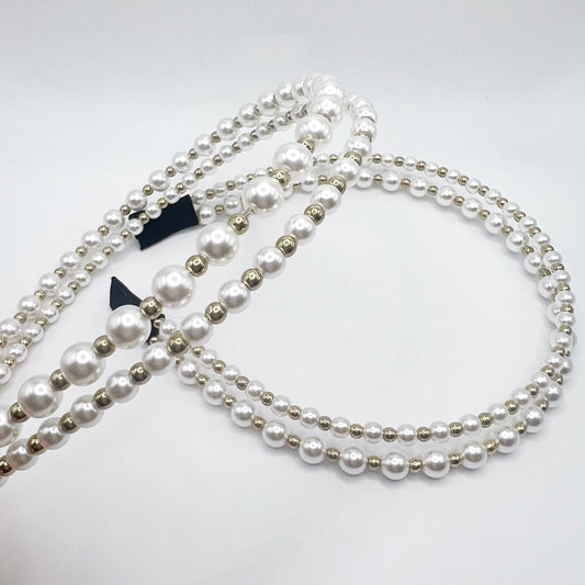 Faux Pearl Double Headband