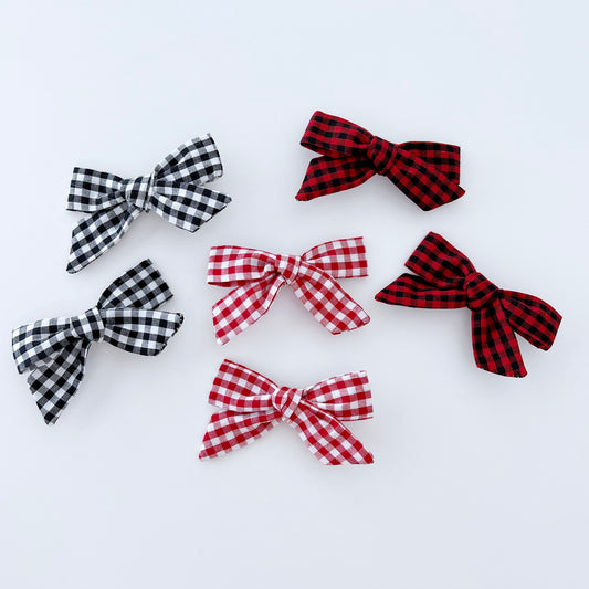 Gingham school girl bow