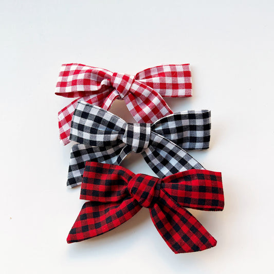 Gingham school girl bow